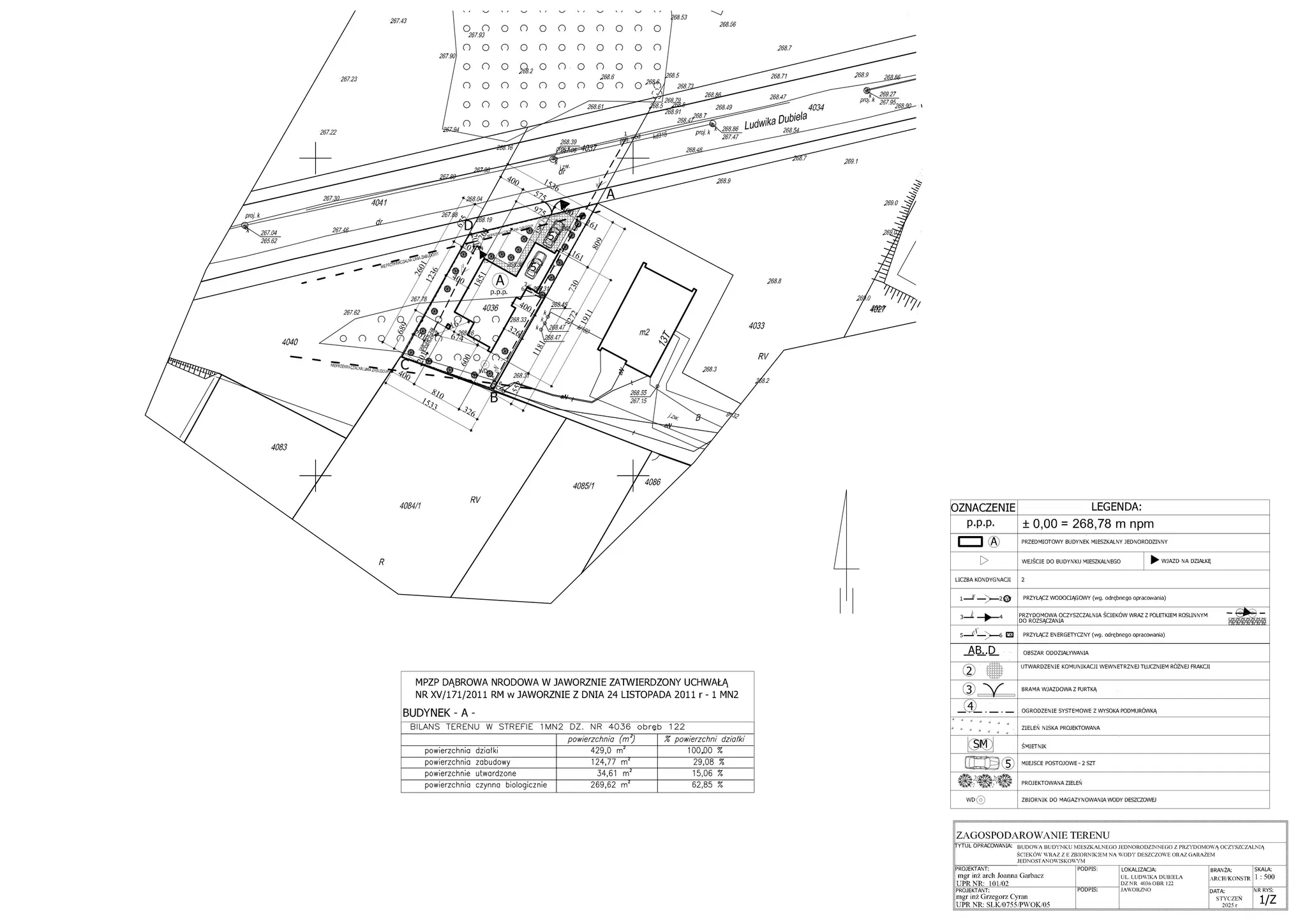 ZAGOSPODAROWANIE DZIAŁKI · SKALA 1:500
